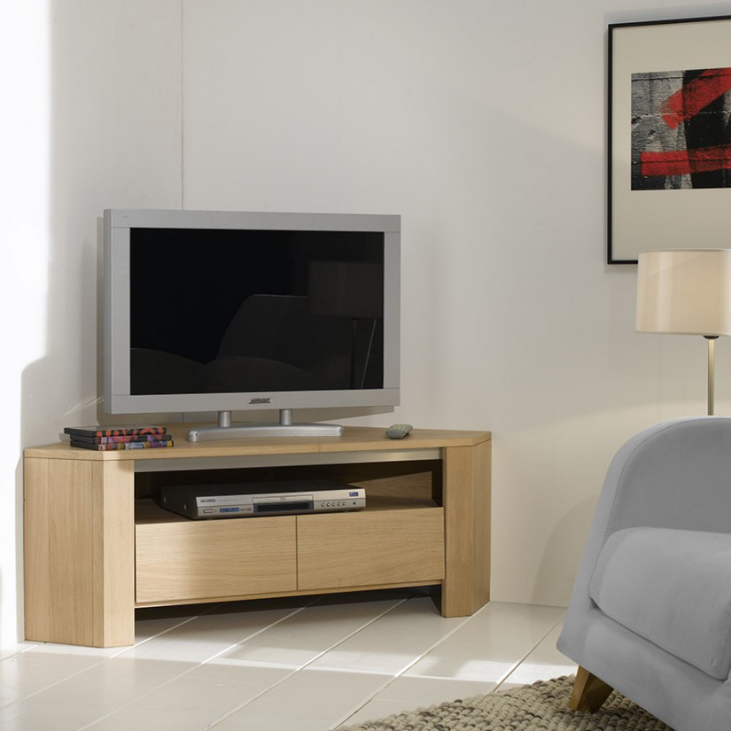 Meuble TV d'angle avec 1 tiroir, 1 niche, dimensions L120xH45xP65cm